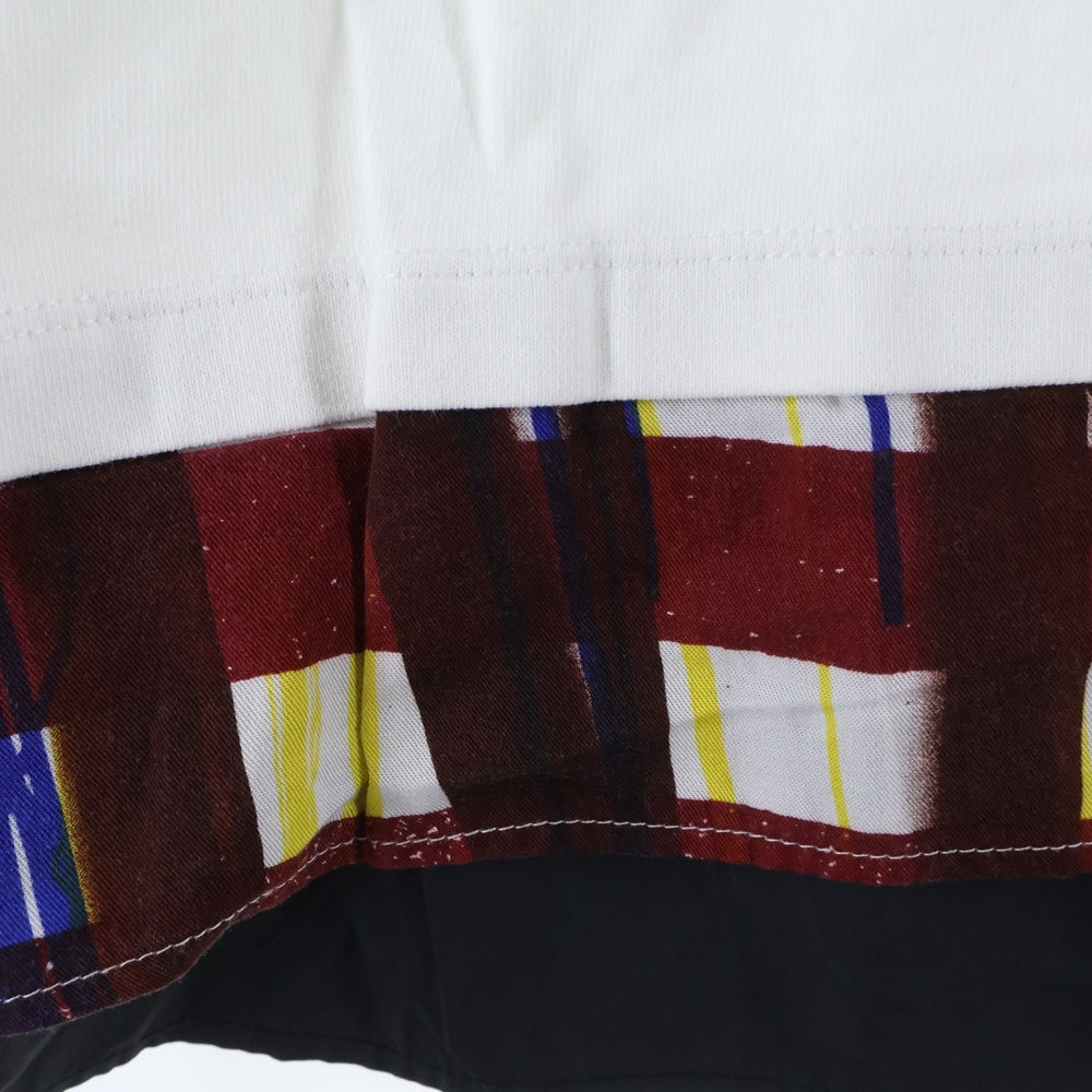 ALMOSTBLACK(オールモストブラック) 18AW LAYERED CUT SEW レイヤードデザイン コットン 長袖Tシャツ カットソー ホワイト 18AW-CS03