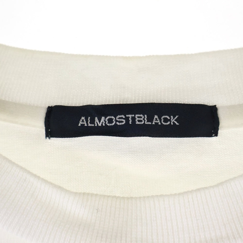 ALMOSTBLACK(オールモストブラック) 18AW LAYERED CUT SEW レイヤードデザイン コットン 長袖Tシャツ カットソー ホワイト 18AW-CS03