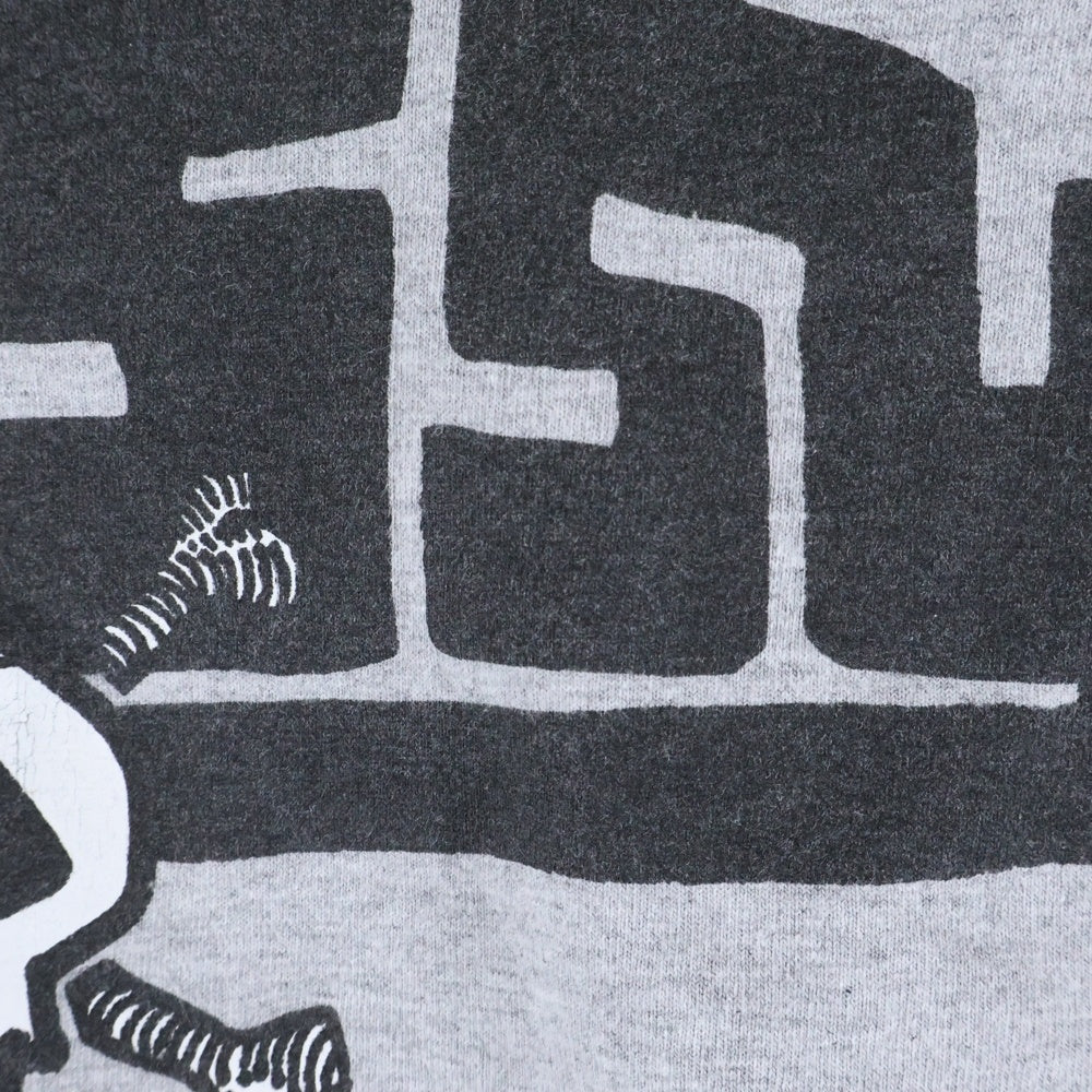 STUSSY(ステューシー) SKULL LOGO L/S TEE スカル フロントロゴプリントTシャツ メキシコ製 長袖クルーネックカットソー グレー