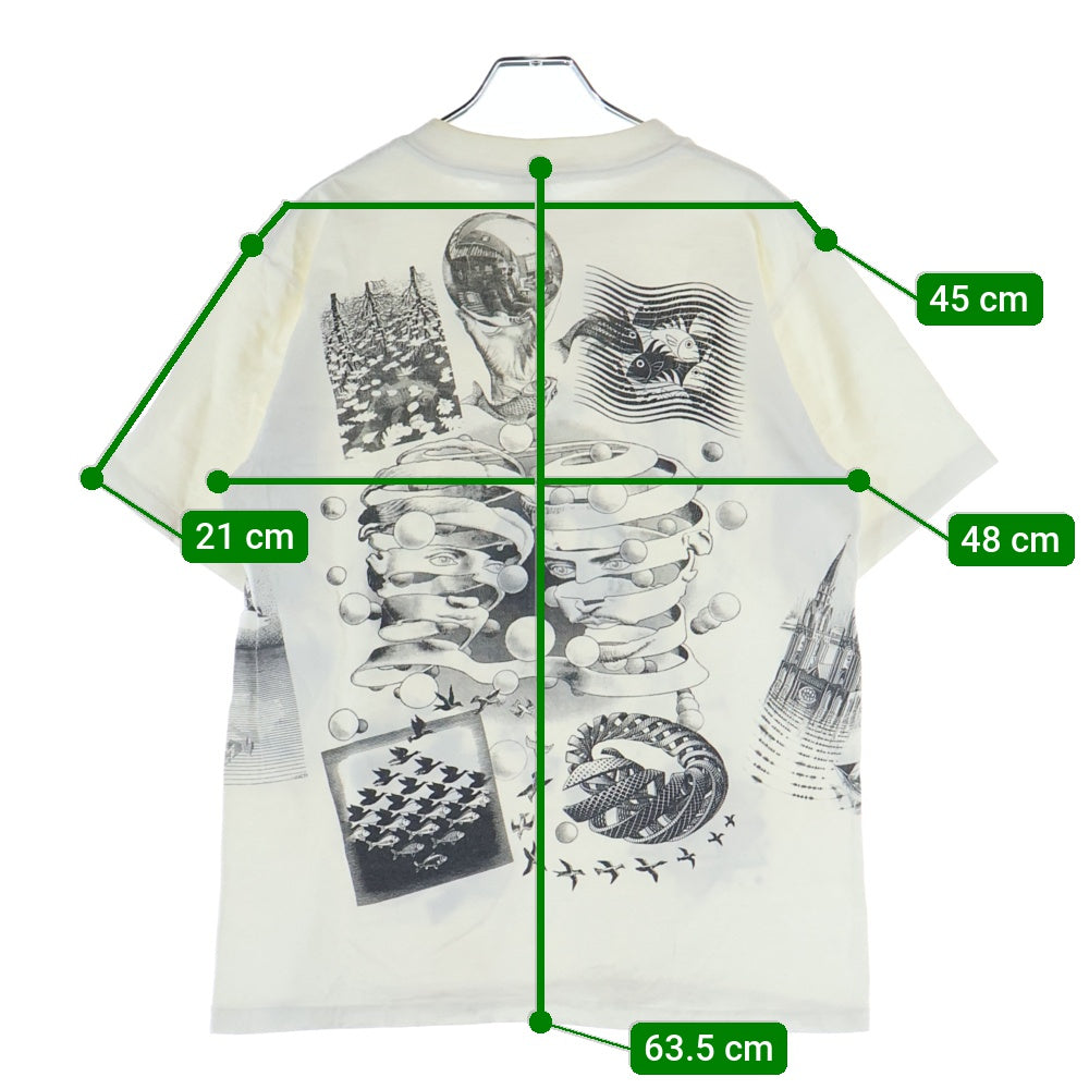 VINTAGE(ヴィンテージ) 90S VINTAGE M.C.ESCHER MULTI T-SHIRT ANDAZIA ヴィンテージ マウリッツエッシャー USA製 だまし絵 クルーネック 半袖Tシャツ カットソー ホワイト