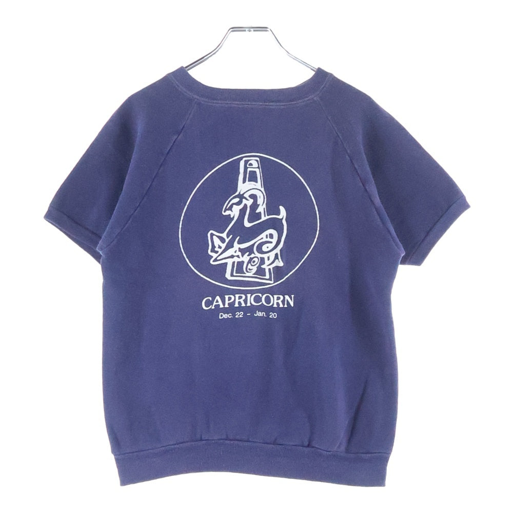 VINTAGE(ヴィンテージ) 70S VINTAGE FRUIT OF THE LOOM CAPRICORN ヴィンテージ USA製 フルーツオブザルーム フロントプリント ラグランスウェット 半袖トレーナー ネイビー