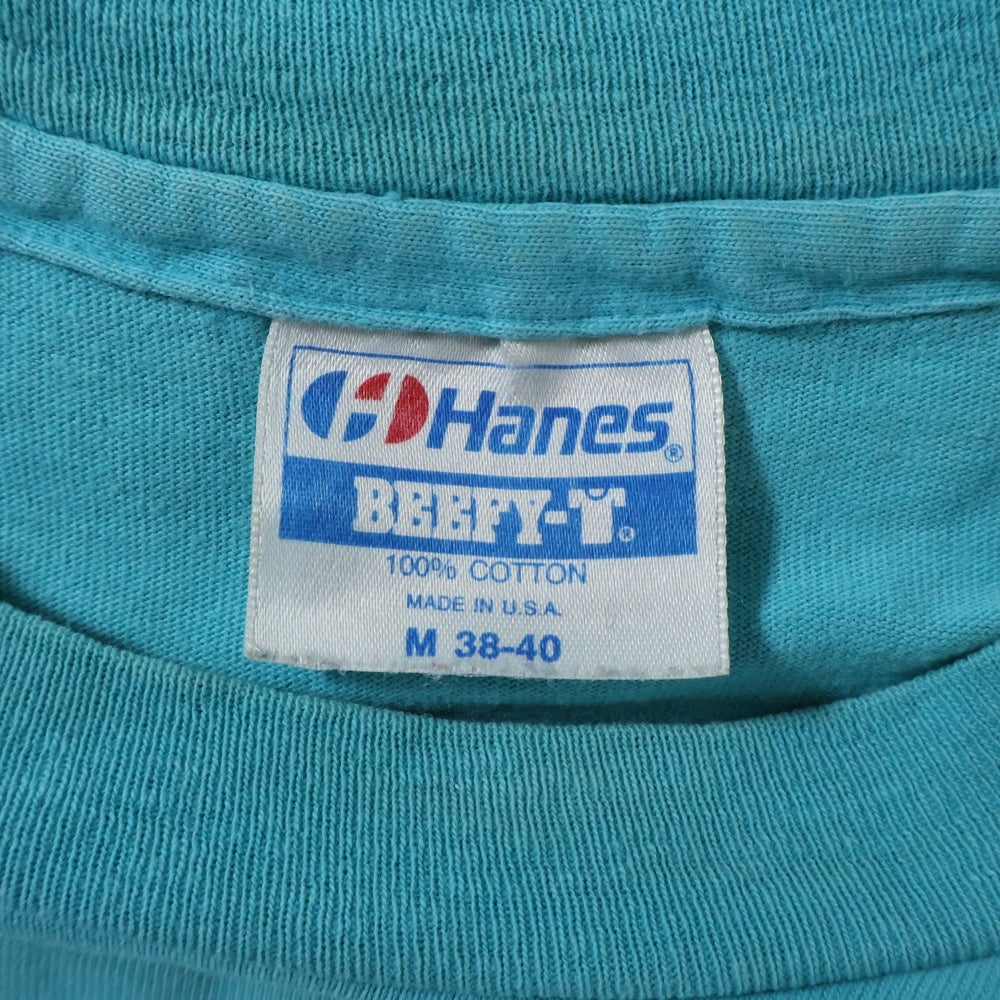 L.L.Bean(エルエルビーン) 80S VINTAGE ヴィンテージ USA製 HANESボディ フロントプリント クルーネック 半袖Tシャツ カットソー ブルー