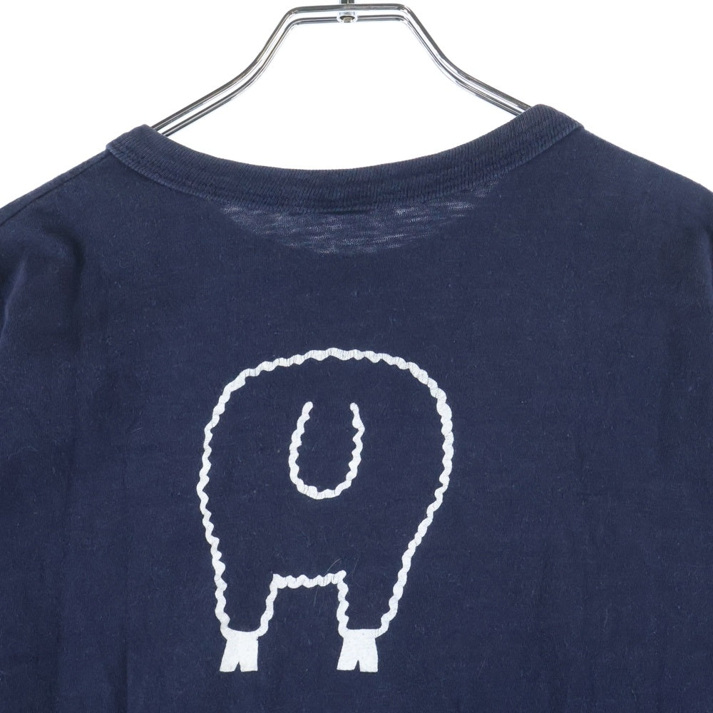 WOOLRICH(ウールリッチ) 80S VINTAGE ヴィンテージ USA製 CHAMPIONボディ トリコロールタグ 両面プリント クルーネック 半袖Tシャツ カットソー ネイビー