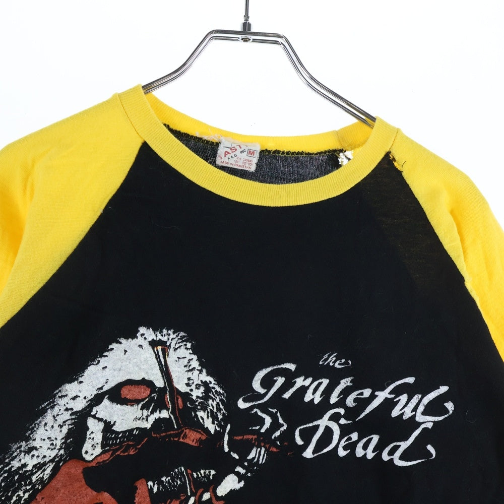 VINTAGE(ヴィンテージ) 80S GRATEFUL DEAD TASTY ヴィンテージ パキスタン製 グレイトフルデッド コットン ラグランTシャツ カットソー イエロー/ブラック