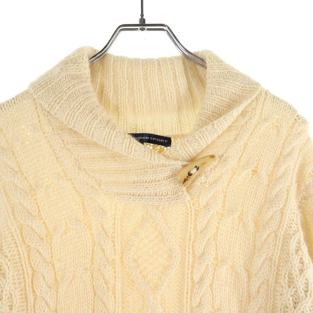 RALPH LAUREN SPORT(ラルフローレン スポーツ) モヘア混 ショールカラー ケーブルニット セーター アイボリー レディース