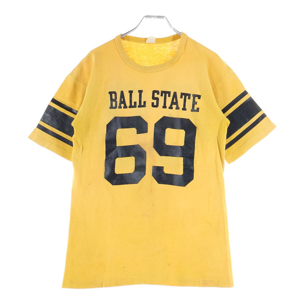 CHAMPION(チャンピオン) 60S VINTAGE BALL STATE ヴィンテージ USA製 ランタグ ナンバリングプリント フットボールTシャツ イエロー
