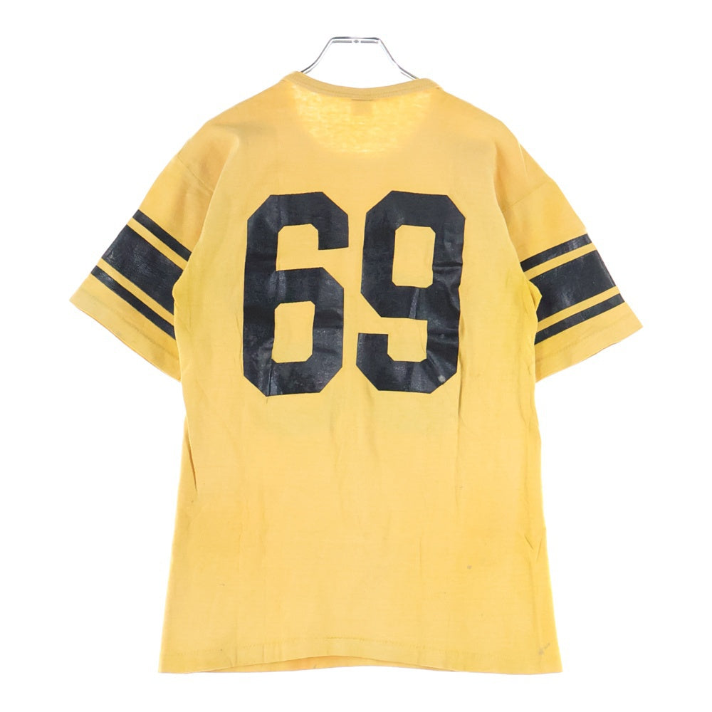 CHAMPION(チャンピオン) 60S VINTAGE BALL STATE ヴィンテージ USA製 ランタグ ナンバリングプリント フットボールTシャツ イエロー