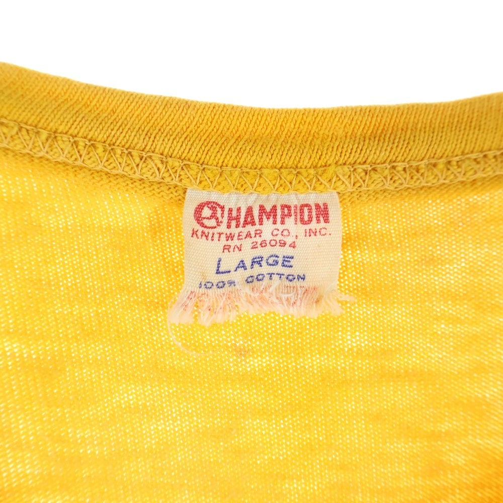 CHAMPION(チャンピオン) 60S VINTAGE BALL STATE ヴィンテージ USA製 ランタグ ナンバリングプリント フットボールTシャツ イエロー