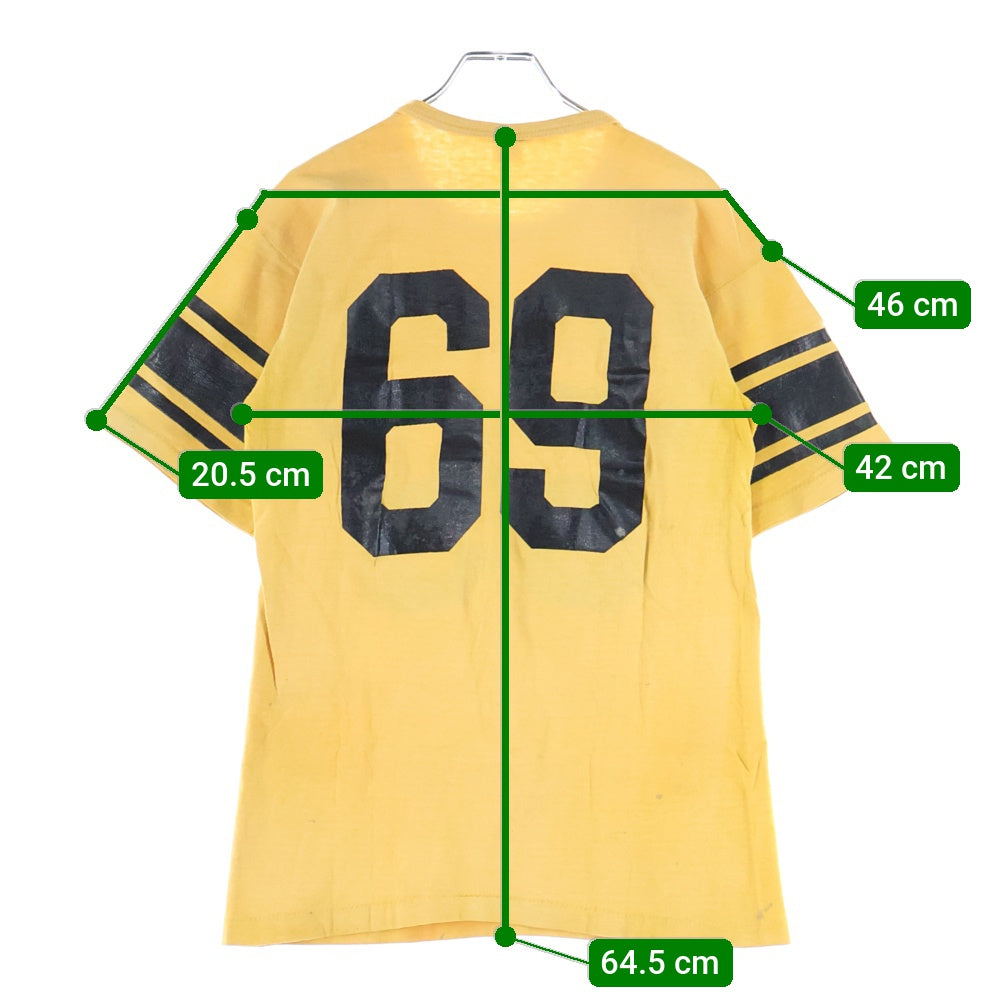 CHAMPION(チャンピオン) 60S VINTAGE BALL STATE ヴィンテージ USA製 ランタグ ナンバリングプリント フットボールTシャツ イエロー