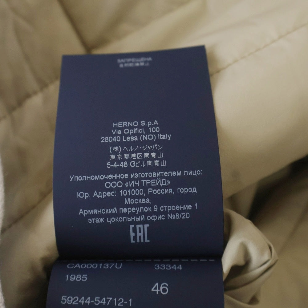 HERNO(ヘルノ) ウールナイロンダイアゴナルライトツィードデタッチャブルフーディーバルカラーコート ベージュ CA000137U-33344