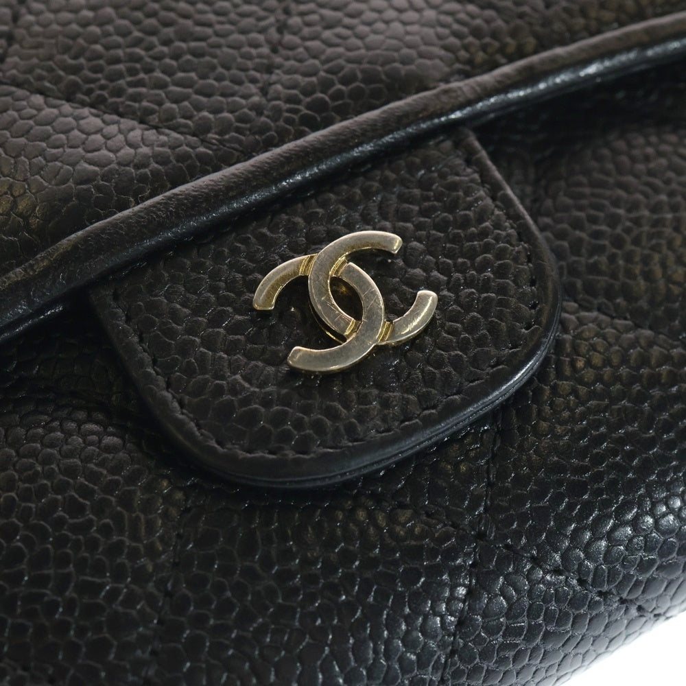 CHANEL(シャネル) マトラッセ キルティング 三つ折り財布 長財布 ロングウォレットキャビアスキン 18番代 ブラック/ゴールド レディース