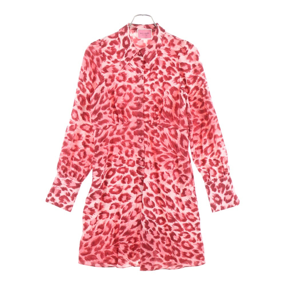 Kate Spade(ケイトスペード) PANTHERA LONG SLEEVE SHIRTDRESS パンテーラ ロングスリーブ レオパード シャツドレス レディース レッド NJMUA862