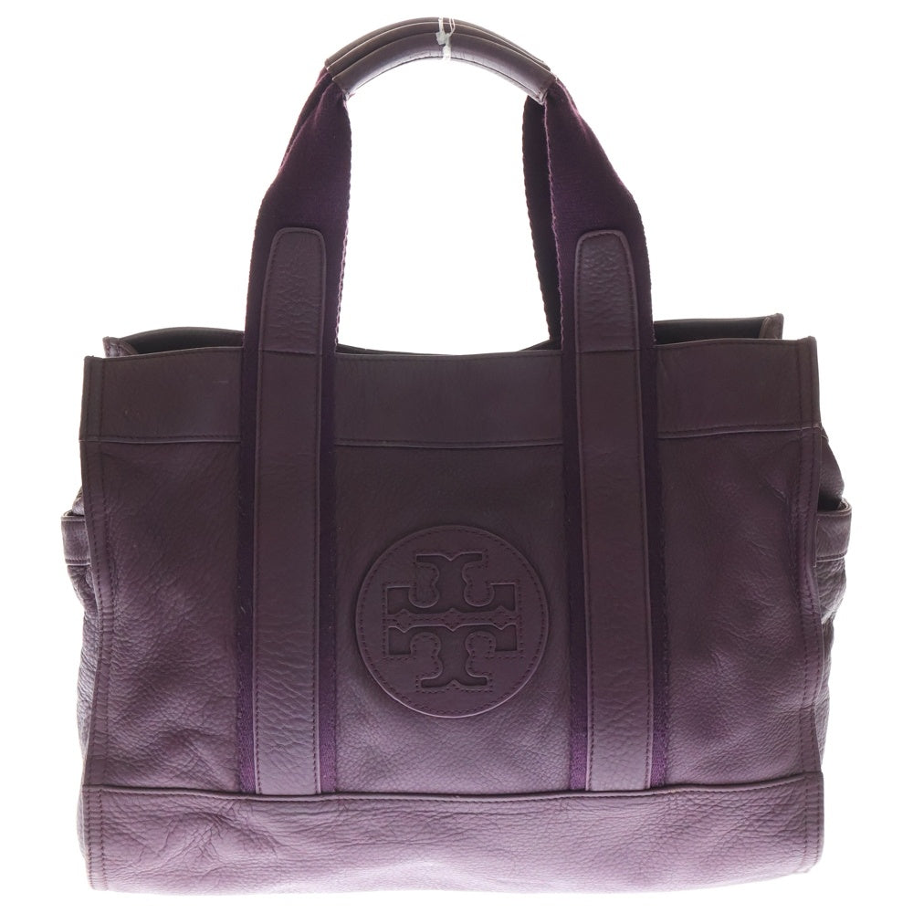 TORY BURCH(トリー バーチ) フロントロゴ レザーハンドバッグ トートバッグ レディース パープル