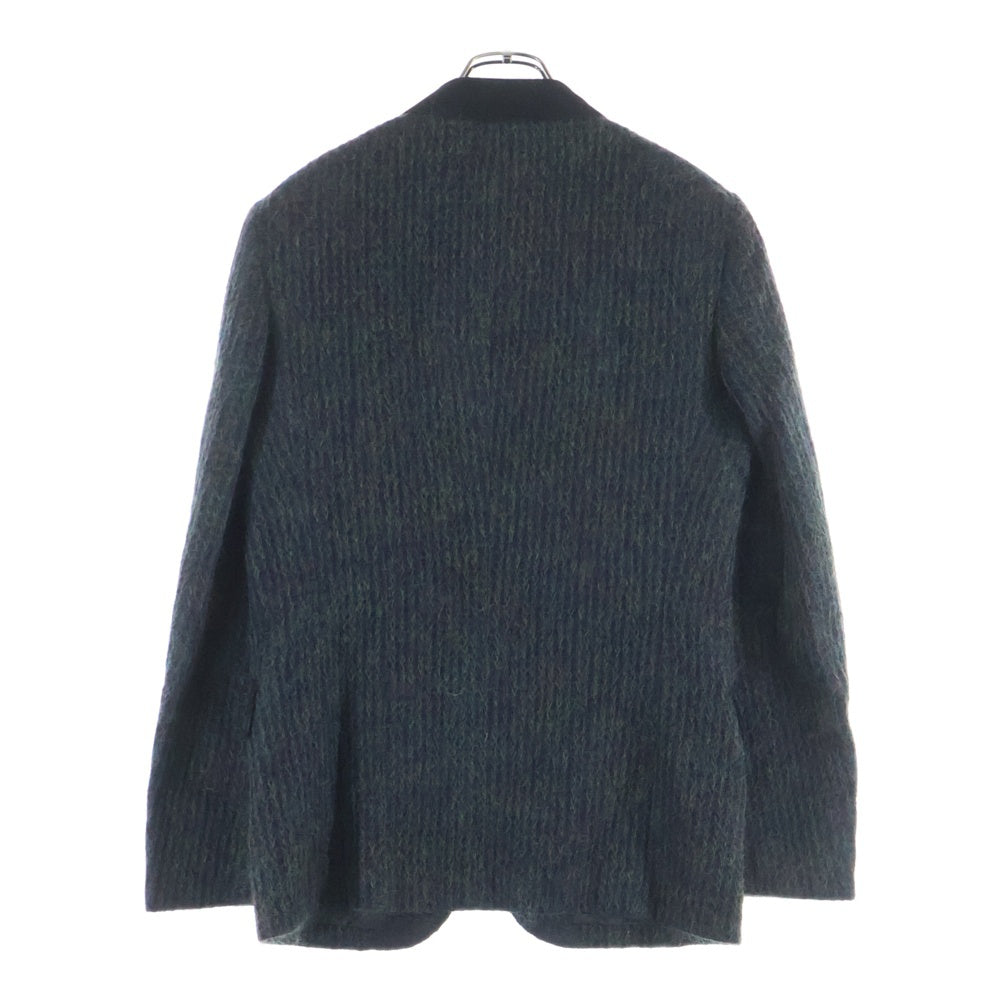 JUNYA WATANABE COMME des GARCONS(ジュンヤワタナベ コムデギャルソン) モヘアニット切り替え 2B ダブルフラップポケット タキシード テーラードジャケット ブラック/グリーン WP-J018