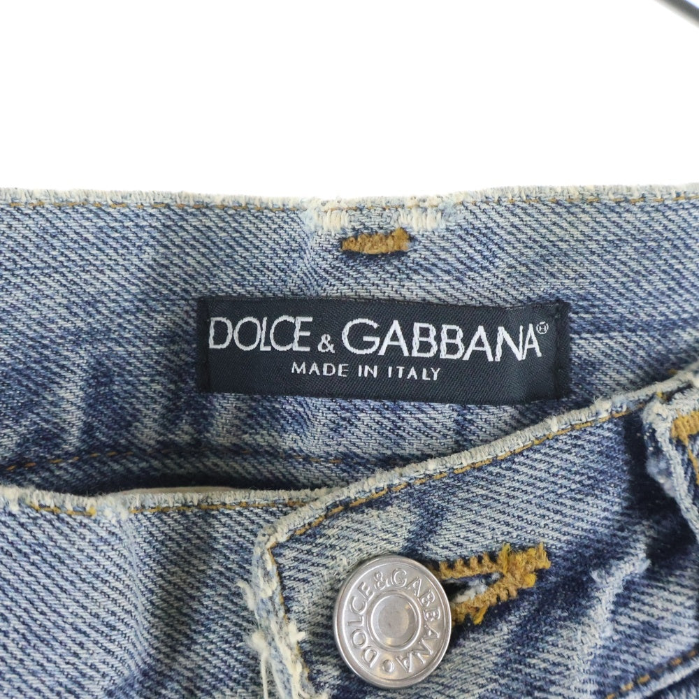 DOLCE & GABBANA(ドルチェアンドガッバーナ) 03SS ダメージ加工 ジップフライデニムパンツ ジーンズ インディゴ SDP61 8510