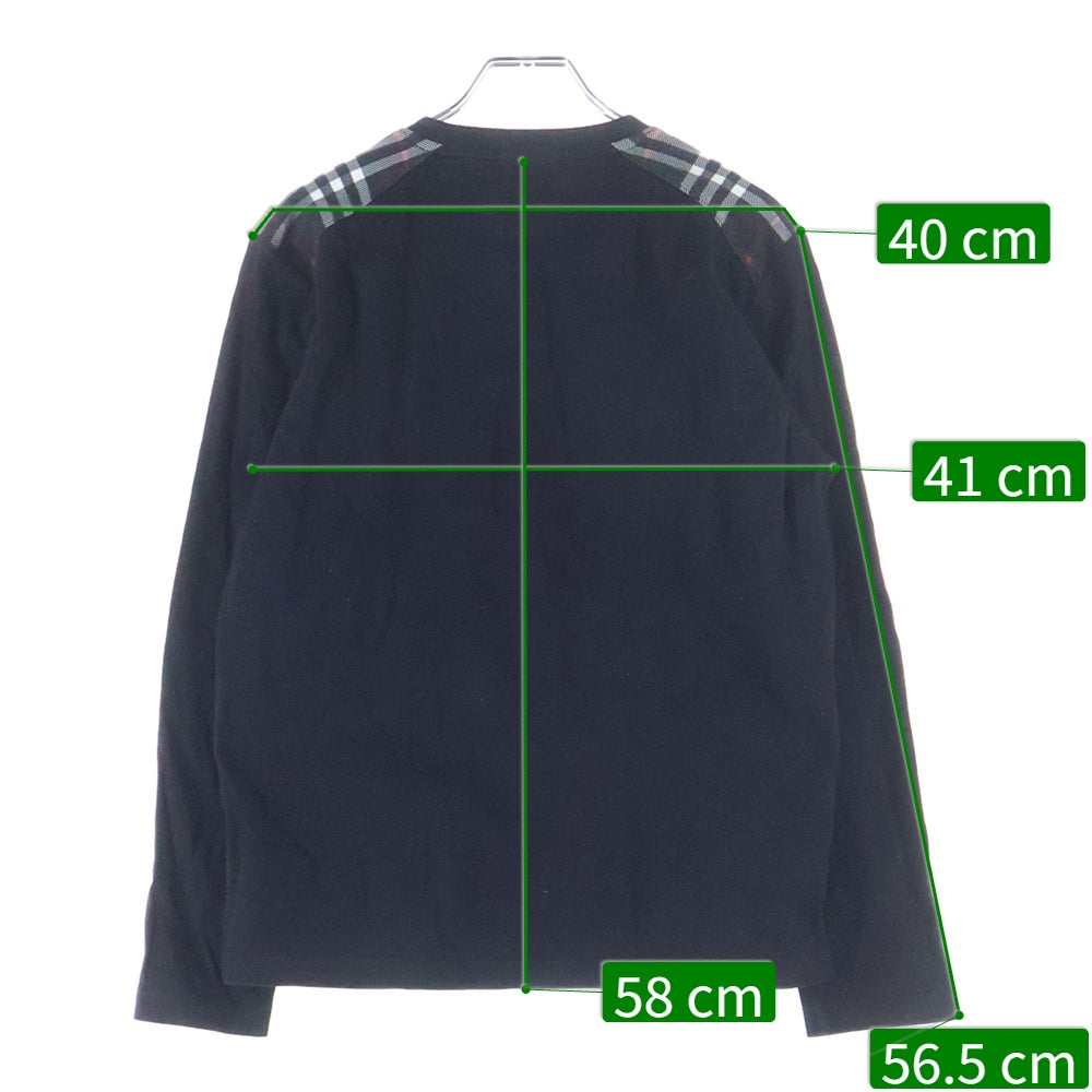 BURBERRY BLACK LABEL(バーバリー ブラックレーベル) ノバチェック ロングスリーブ ヘンリーネックTシャツ カットソー ブラック BMV47-806-09