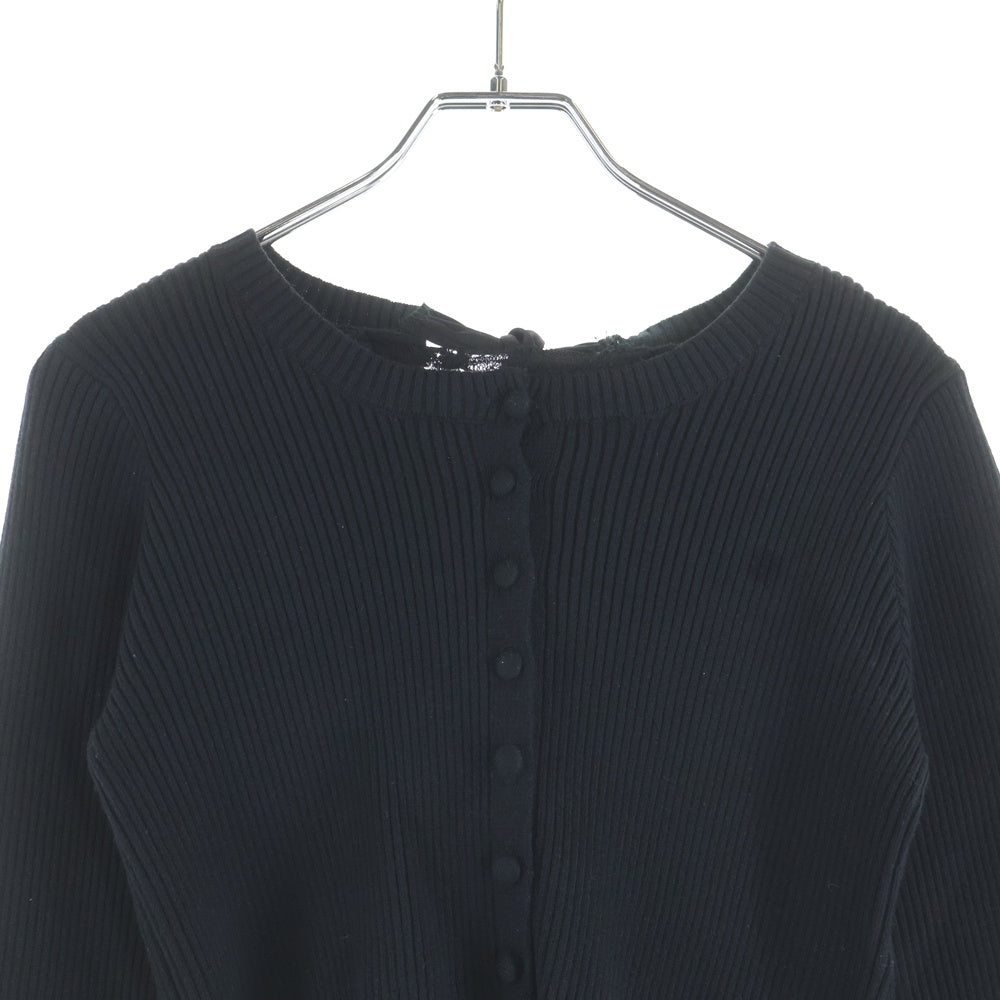 NO BRAND(ノーブランド) M me eme エムミーエメ Back ribbon rib knit tops バックリボン リブニット トップス ブラック レディース 10460