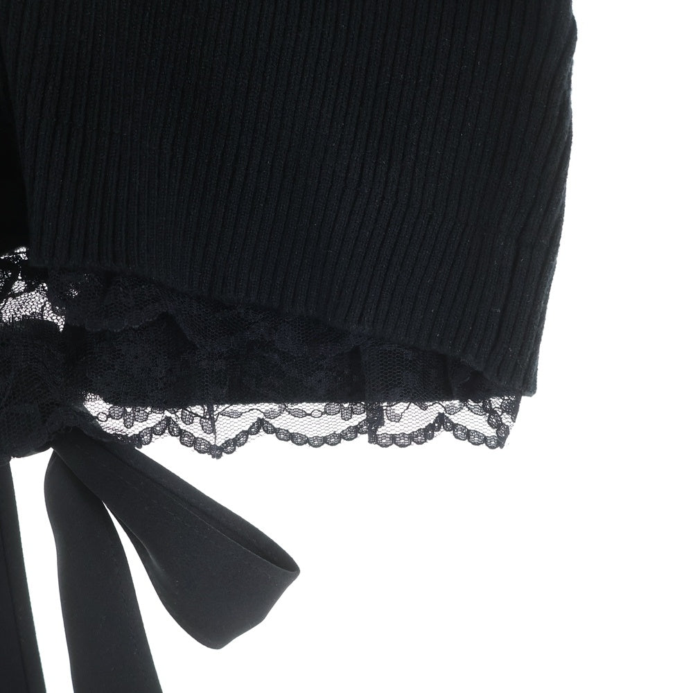 NO BRAND(ノーブランド) M me eme エムミーエメ Back ribbon rib knit tops バックリボン リブニット トップス ブラック レディース 10460