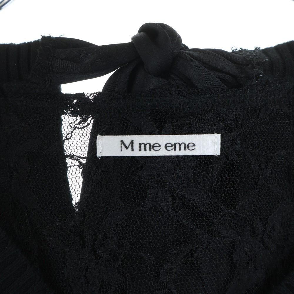 NO BRAND(ノーブランド) M me eme エムミーエメ Back ribbon rib knit tops バックリボン リブニット トップス ブラック レディース 10460