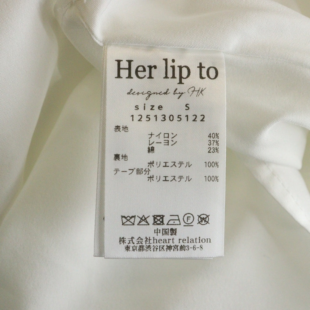 Her lip to(ハーリップトゥ) Her lip to ハーリップトゥ Le Royal Monceau Lake Dress ル ロイヤル モンソー レース装飾 半袖ロングワンピース ホワイト レディース 1251305122