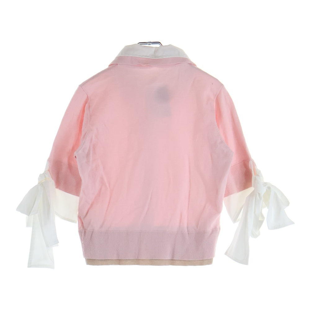 NO BRAND(ノーブランド) EIMY ISTOIRE エイミーイストワール シャツドッキング レイヤードニット セーター ピンク/ホワイト レディース 1125111283-1