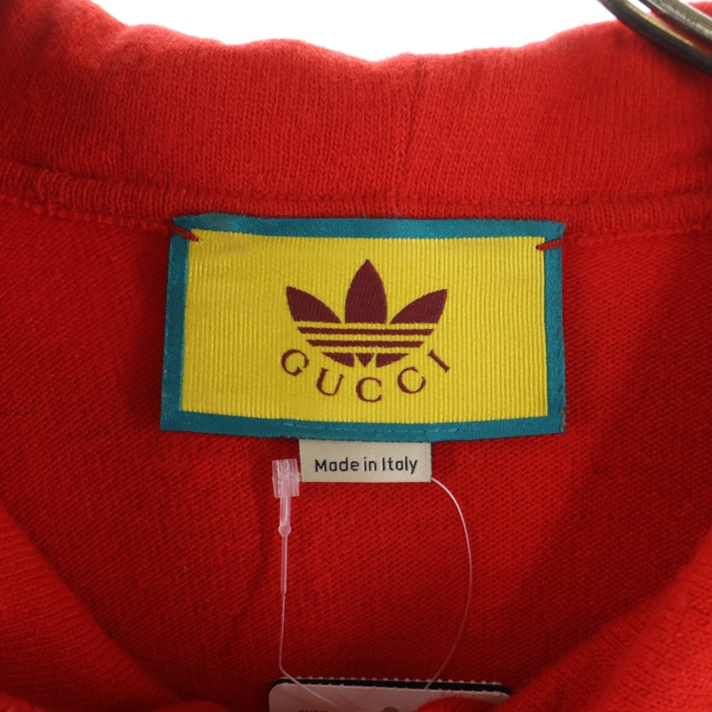 GUCCI(グッチ) 22AW ×adidas TREFOIL PULLOVER KNIT HOODIE アディダス トレフォイルプルオーバー ニットフーディー セーター レッド 700446 XKCH8