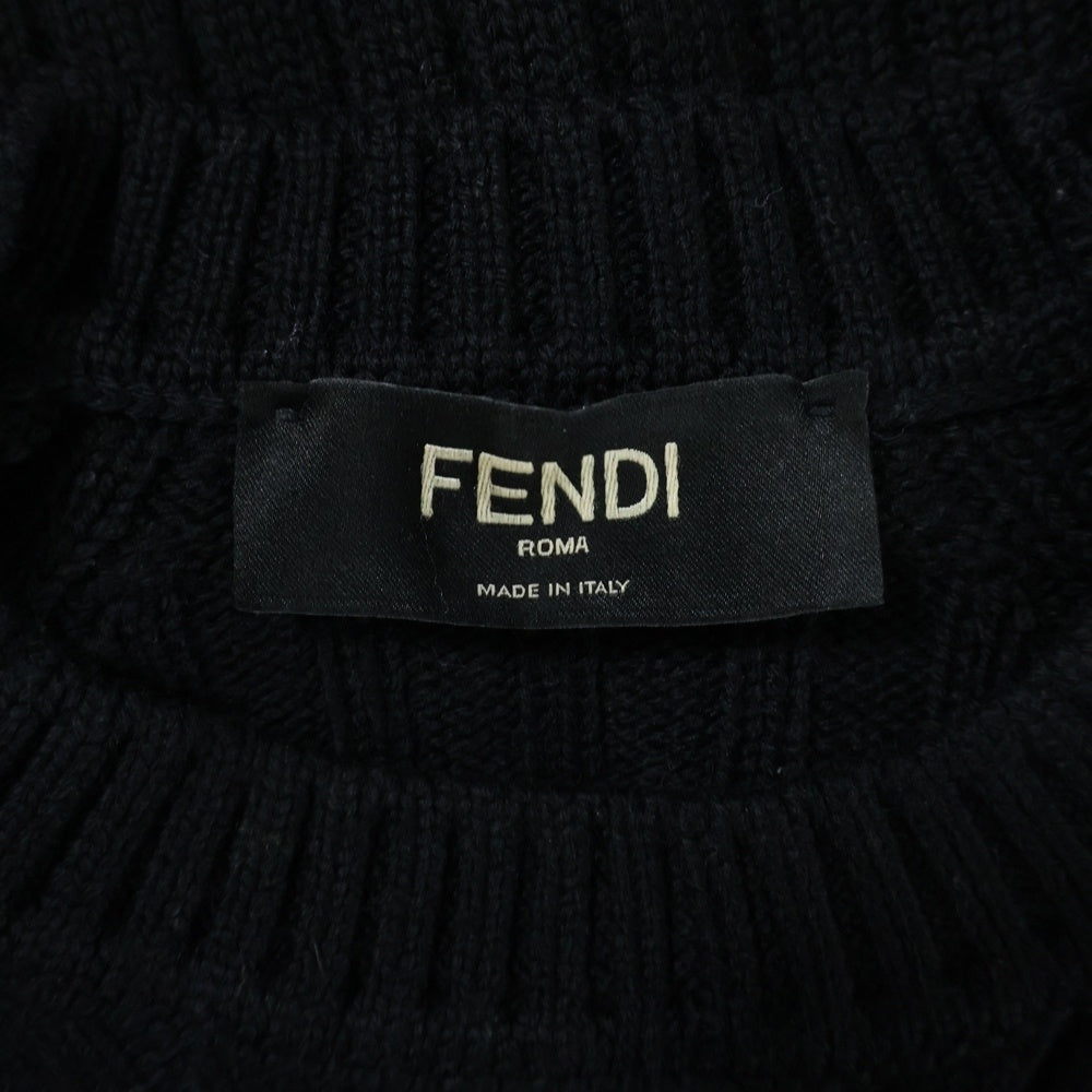 FENDI(フェンディ) 21AW フロントロゴエンブロイダリー クルーネックニットセーター ブラック FZY451 AH33