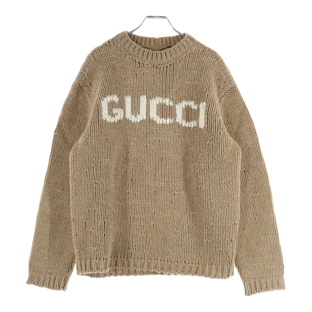 GUCCI(グッチ) INTARSIA KNIT LOGO WOOL JUMPER インタルシア ロゴ ウールニットスウェット セーター ブラウン 761539 XKDK4