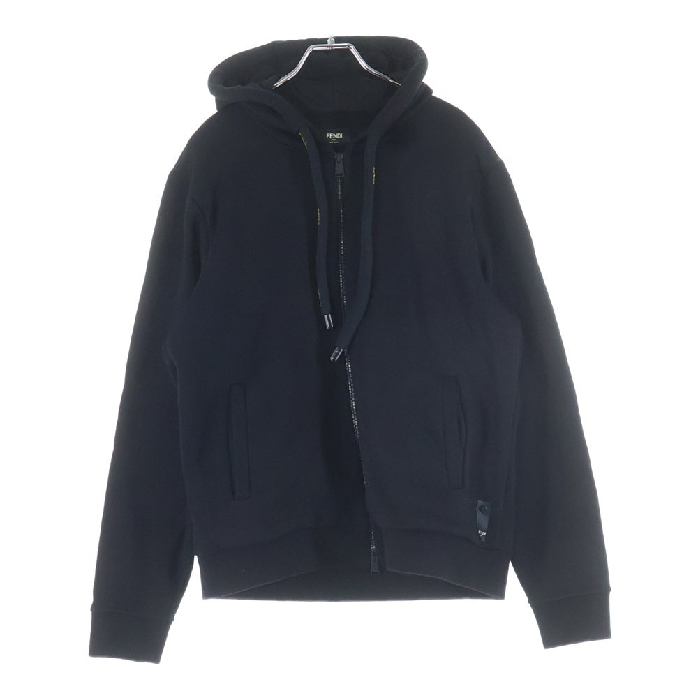FENDI(フェンディ) ウール混 ラージドローストリング ジップアップフーディー パーカー ブラック FY0984 AHC3