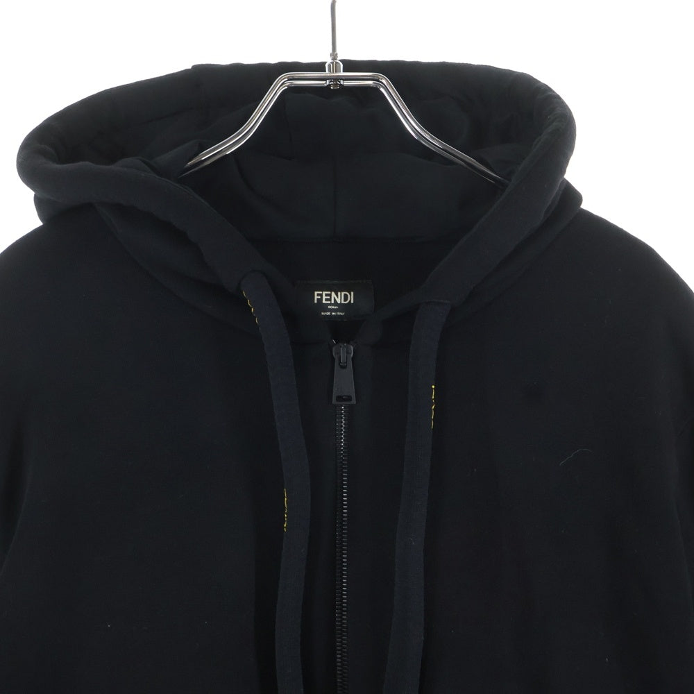 FENDI(フェンディ) ウール混 ラージドローストリング ジップアップフーディー パーカー ブラック FY0984 AHC3