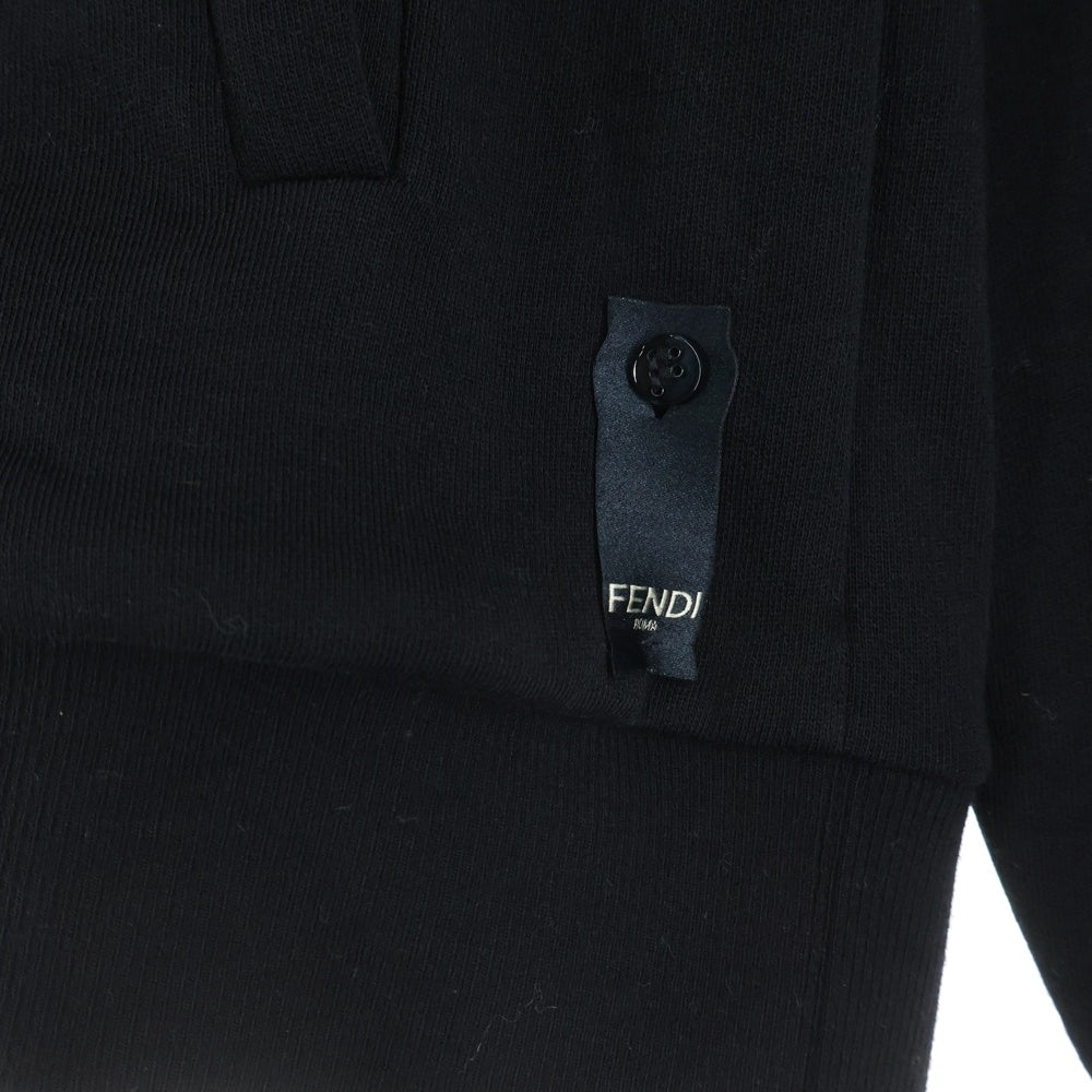 FENDI(フェンディ) ウール混 ラージドローストリング ジップアップフーディー パーカー ブラック FY0984 AHC3