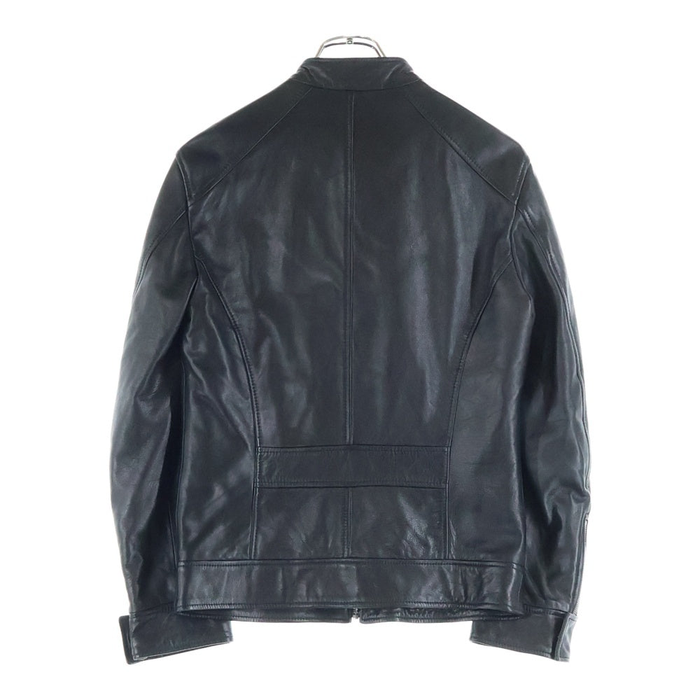 DOLCE & GABBANA(ドルチェアンドガッバーナ) ラムレザー ロゴプレート シングル ライダースレザージャケット ブラック G9GH0L