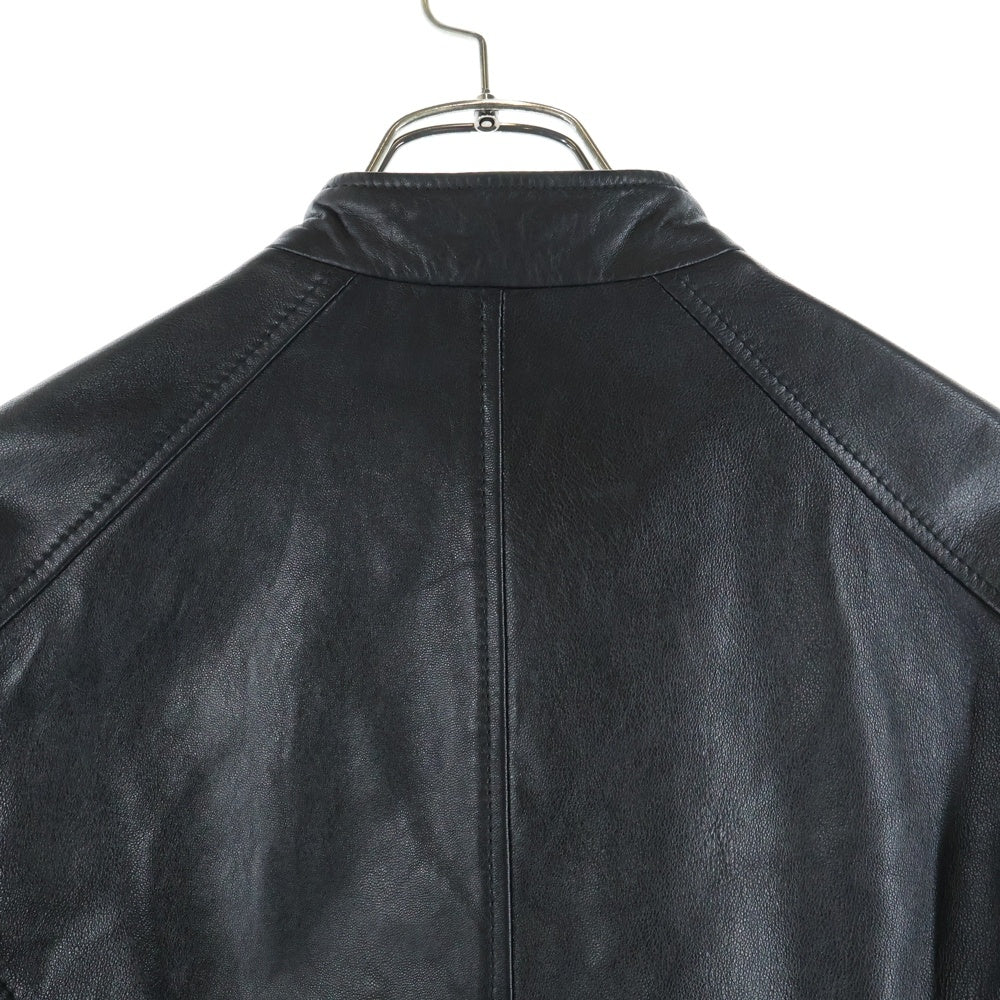 DOLCE & GABBANA(ドルチェアンドガッバーナ) ラムレザー ロゴプレート シングル ライダースレザージャケット ブラック G9GH0L