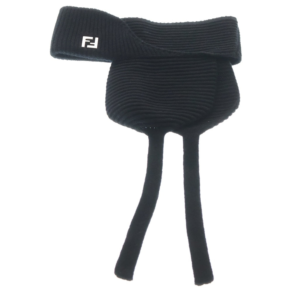FENDI(フェンディ) EARMUFFS FFロゴ ウールニットイヤーマフ 耳当て ブラック FXQ884 APWO レディース