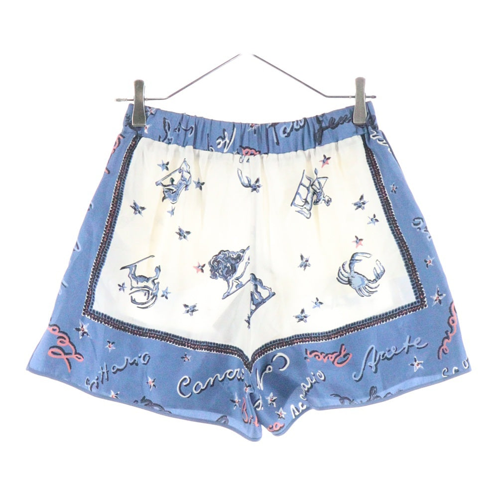FENDI(フェンディ) ASTROLOG SILK SHORTS アストロログ 総柄プリント シルクショーツ ハーフパンツ ホワイト/ブルー FR6516 ANR4