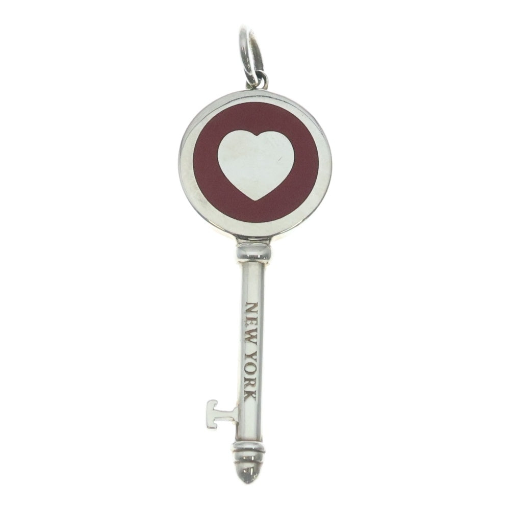 TIFFANY & Co.(ティファニー) ENAMEL HEART KEY PENDANT エナメルハート キーペンダント シルバー/レッド レディース