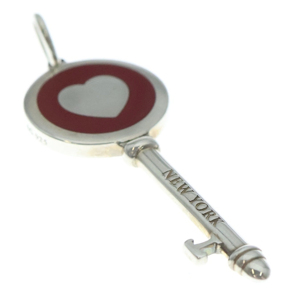 TIFFANY & Co.(ティファニー) ENAMEL HEART KEY PENDANT エナメルハート キーペンダント シルバー/レッド レディース