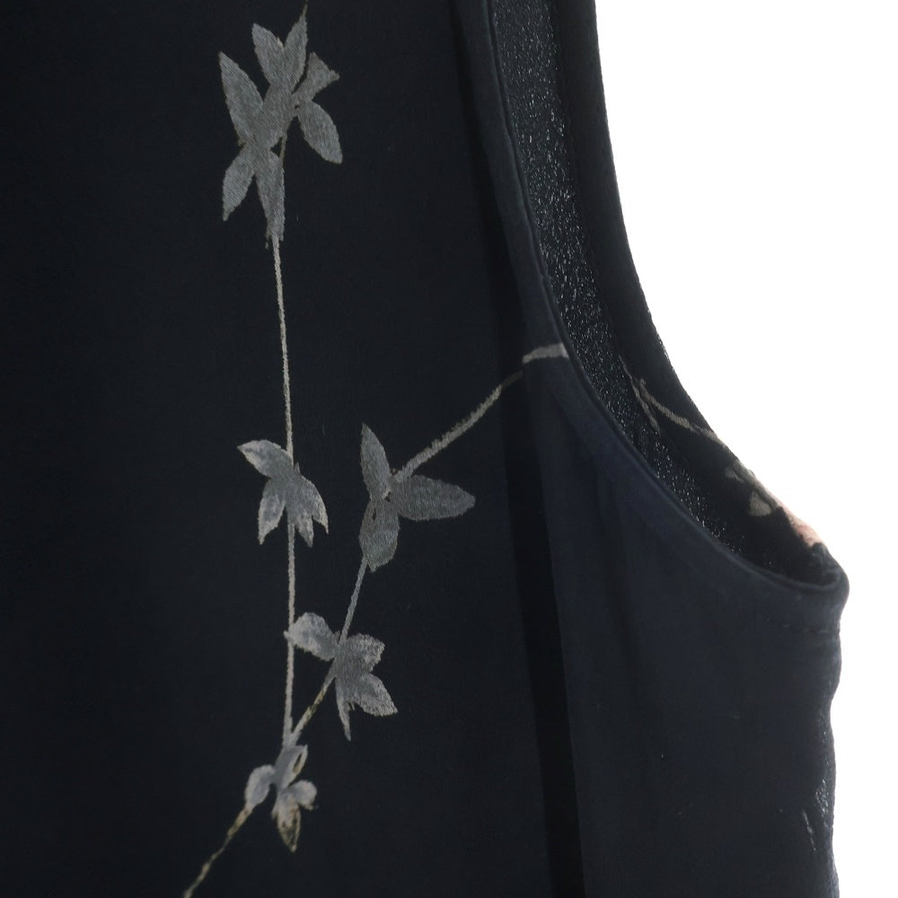 Max Mara(マックスマーラ) ピュアシルク 花柄 ノースリーブ ロングワンピース レディース ブラック