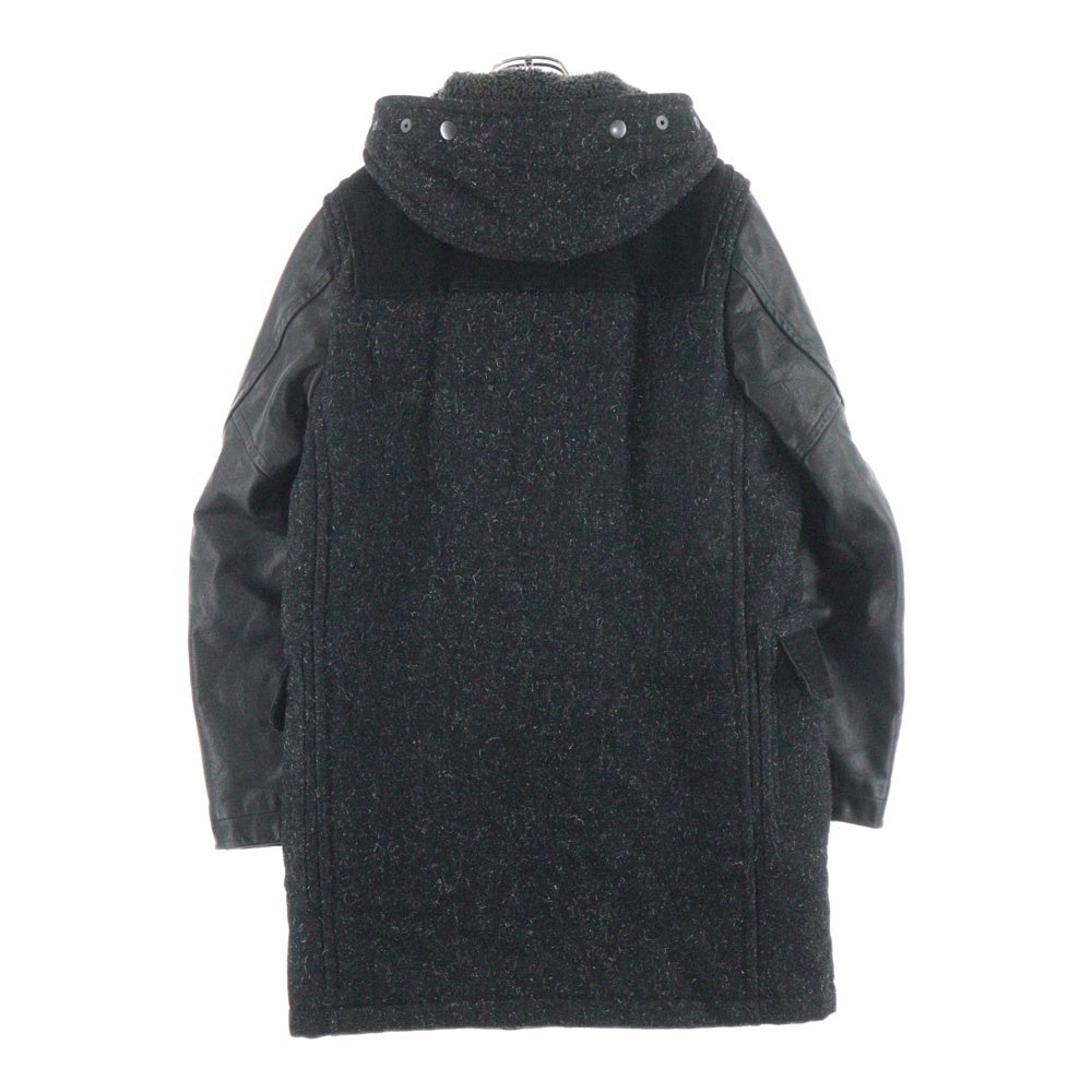 COMME des GARCONS HOMME(コムデギャルソンオム) 14AW 袖レザー 内ボア ダッフルコート ブラック HN-C012