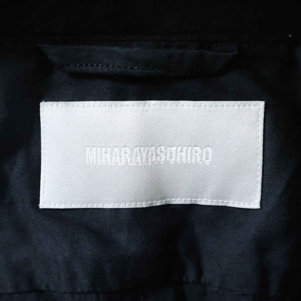 MIHARA YASUHIRO(ミハラヤスヒロ) フロントプリーツ レギュラーカラー ロングスリーブ パッチワーク 長袖シャツ ブラック