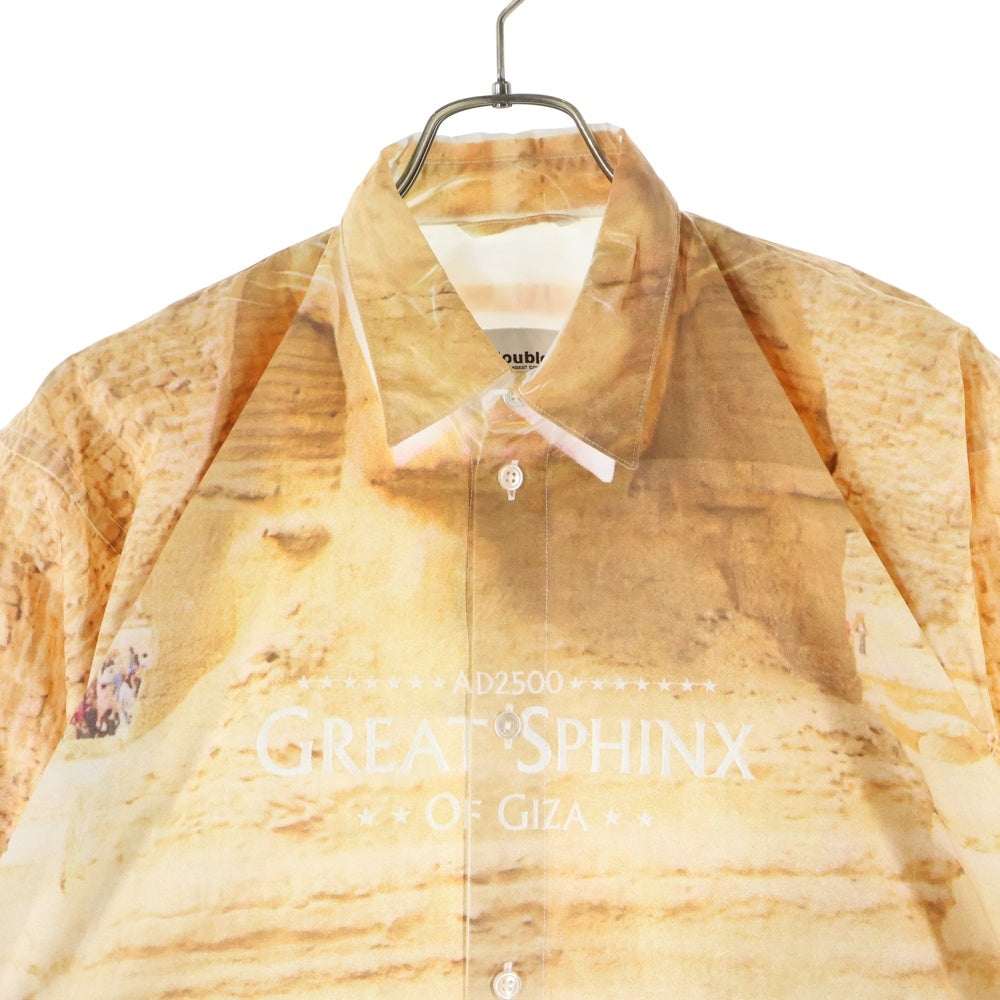 doublet(ダブレット) 20SS FACEOUT TOURIST SHIRT フェイスアウト ツーリスト レギュラーカラー ロングスリーブ 長袖シャツ ブラウン/ホワイト 20SS195SH71