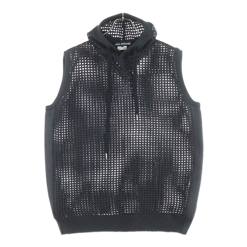 JUNYA WATANABE COMME des GARCONS(ジュンヤワタナベ コムデギャルソン) 24SS AD2023 メッシュ ノースリーブ プルオーバーフーディー パーカー ブラック JM-N006