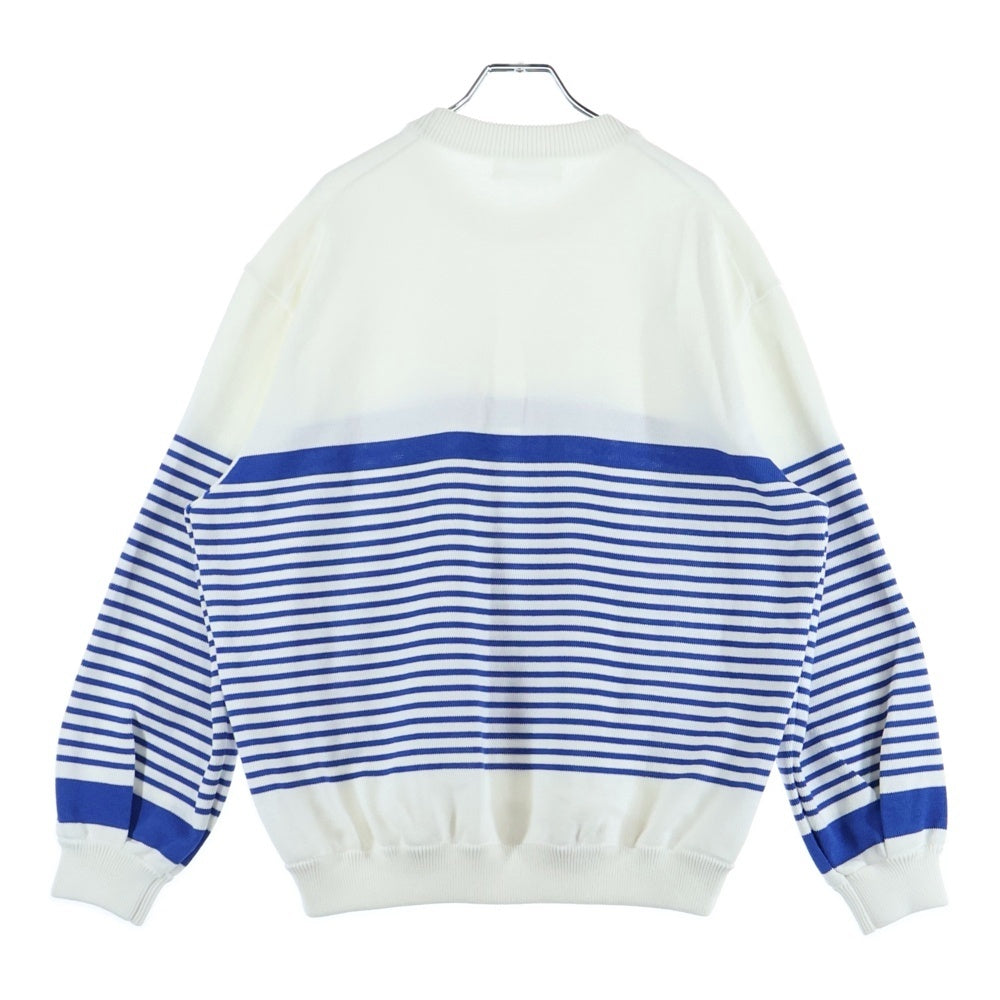 DIGAWEL(ディガウェル) Border Sweater リブ クルーネック ボーダーニットスウェット セーター ブルー/ホワイト