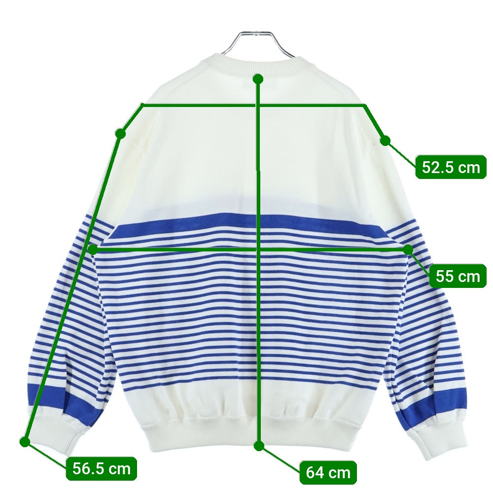 DIGAWEL(ディガウェル) Border Sweater リブ クルーネック ボーダーニットスウェット セーター ブルー/ホワイト