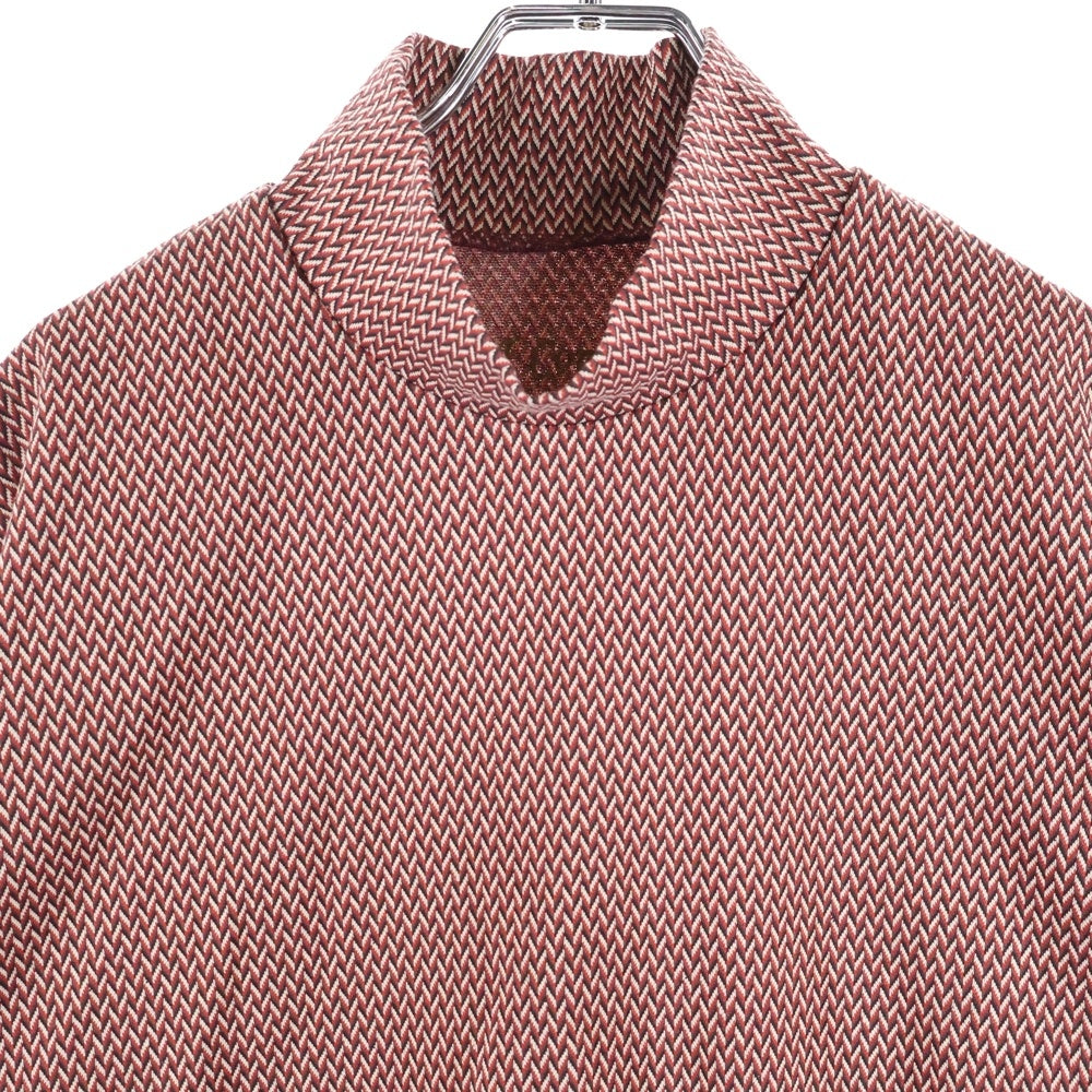 Robes&Confections(ローブスコンフェクションズ) 22AW Herringbone Jacquard Jersey High Neck T-shirt ヘリンボーン ジャガード ジャージーハイネック 長袖Tシャツ カットソー レッド HRC-T02-511