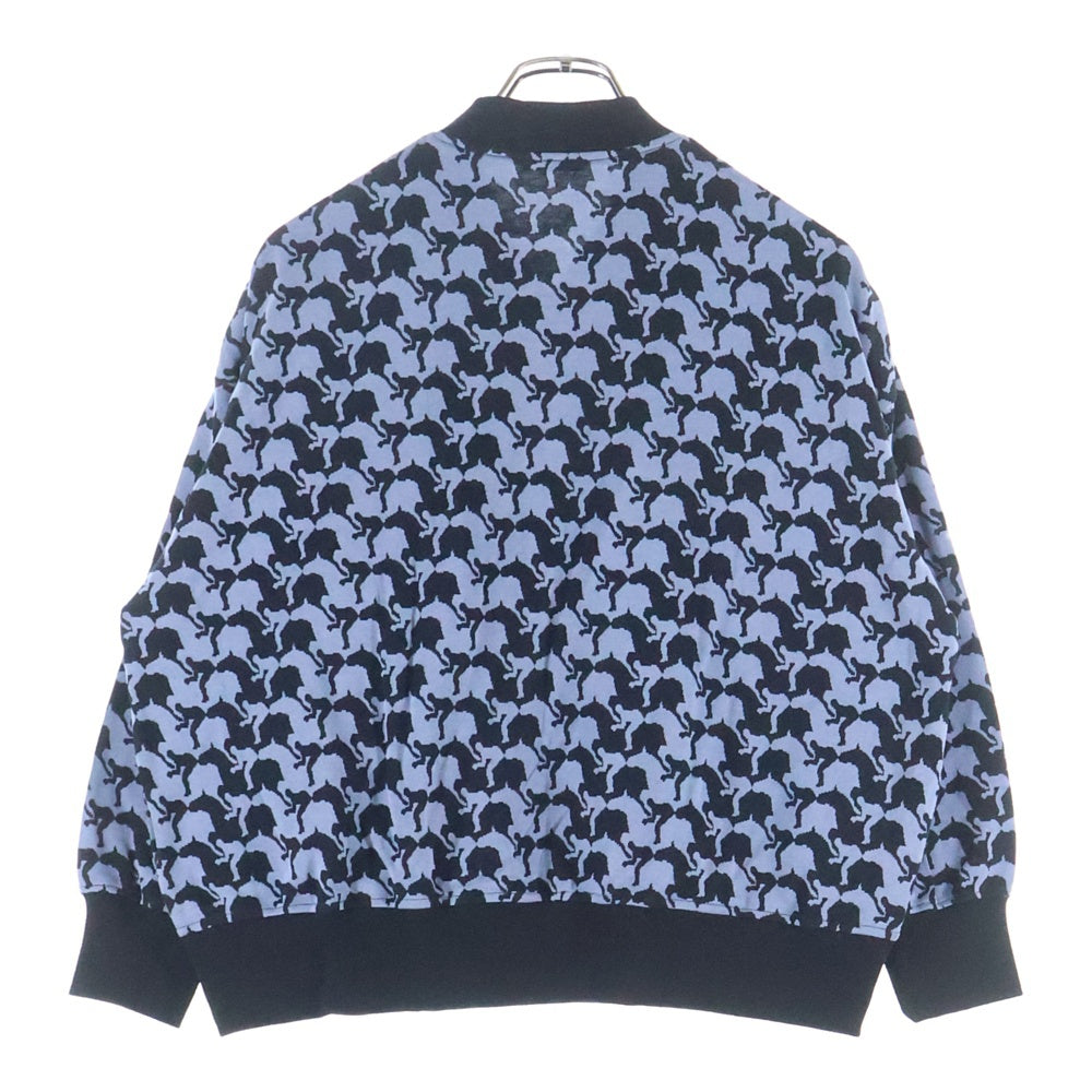 MARBLE SUD(マーブルシュッド) 人と馬 総柄 ニット ジャケット ネイビー 06CF002048