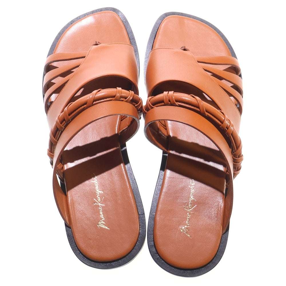 Mame Kurogouchi(マメ クロゴウチ) 23SS Plait Detailed Leather Sandals プレイトディティール レザーサンダル レディース ブラウン MM23SS-AC307