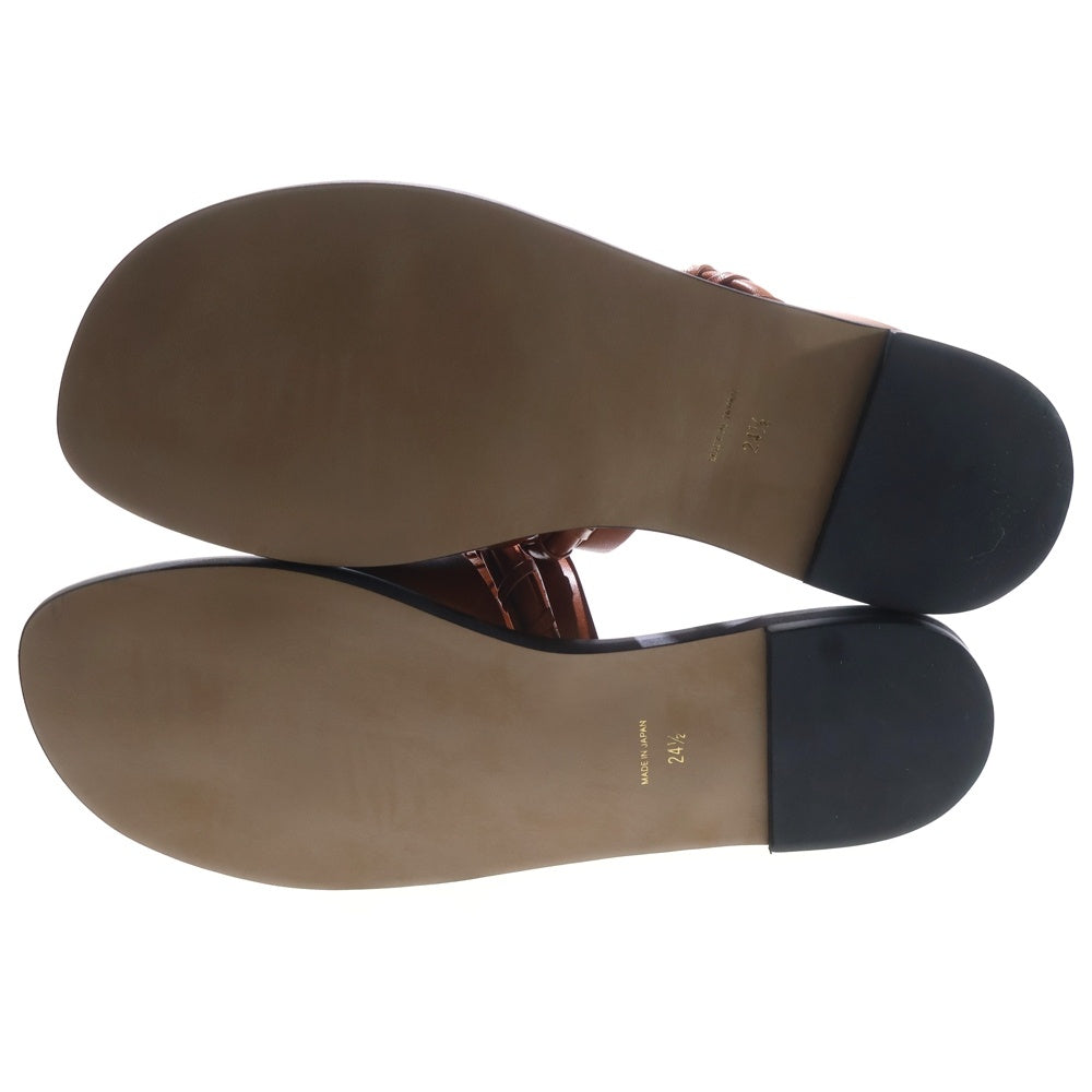 Mame Kurogouchi(マメ クロゴウチ) 23SS Plait Detailed Leather Sandals プレイトディティール レザーサンダル レディース ブラウン MM23SS-AC307