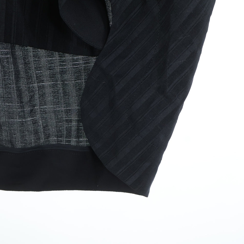 Mame Kurogouchi(マメ クロゴウチ) 21SS Nep Stripe Hooded Anorak ネップストライプ フーデッドアノラック プルオーバージャケット レディース ブラック MM21SS-JK034
