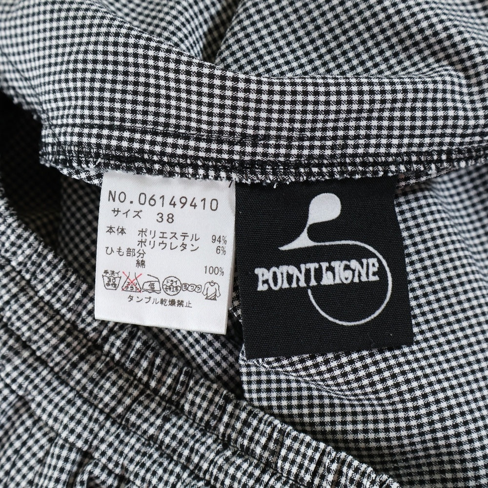 NO BRAND(ノーブランド) POINTLIGNE ポワンリーニュ ギンガムチェック ドローストリング サイドポケット イージーパンツ レディース グレー 06149410